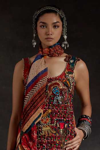 Buy Aseem Kapoor Blue Twill, Silk Beads, Mirrors, Tassels Mehru Embroidered Kurta And Skirt Set Online at Aza Fashions Buy_Aseem Kapoor_Blue Twill, Silk Beads, Mirrors, Tassels Mehru Embroidered Kurta And Skirt Set _Online_at_Aza_Fashions