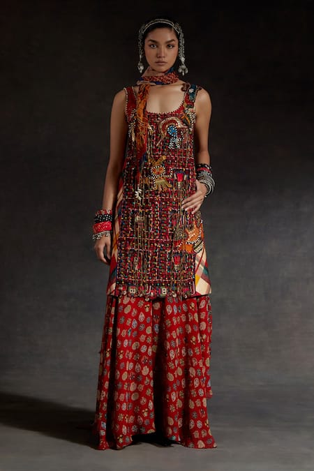 Aseem Kapoor Mehru Embroidered Kurta Skirt Set 