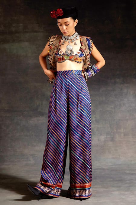 Aseem Kapoor Zuri Tribal Embroidered Gilet Trouser Set 