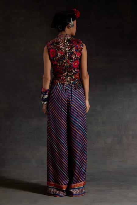 Aseem Kapoor Inaq Embroidered Top & Printed Trouser Set 