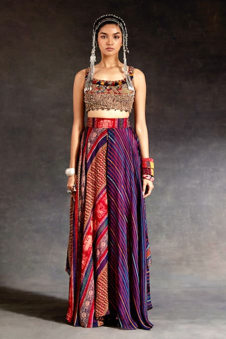 Aseem Kapoor Kalpa Embroidered Blouse & Print Skirt Set 