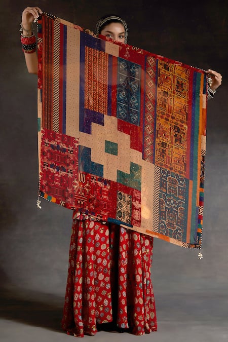 Aseem Kapoor Geometric Print Patti Rumal Scarf 