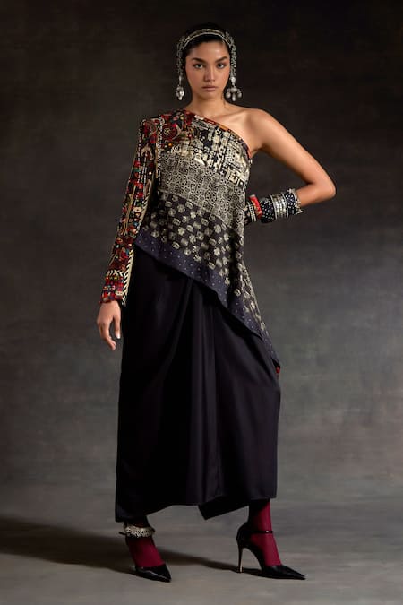 Aseem Kapoor Rasa One Shoulder Printed Long Top & Skirt Set 