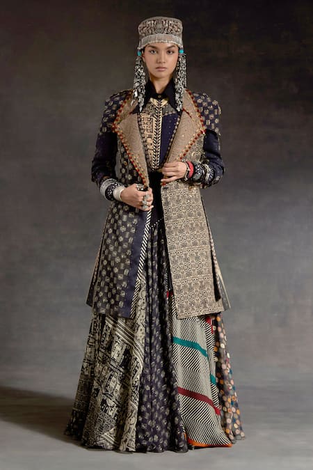 Aseem Kapoor Hina Embroidered Trench Jacket & Skirt Set 