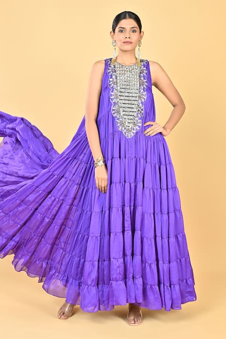 KEITH GOMES Georgette Embellished Yoke Dress 