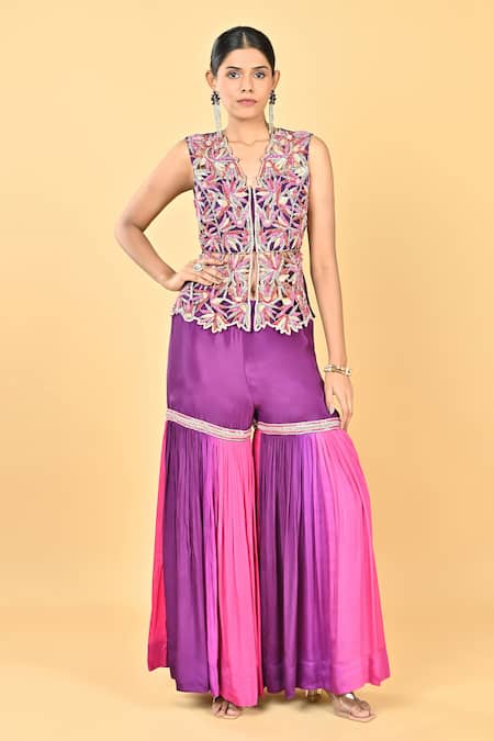 KEITH GOMES Hand Embroidered Top & Gharara Set