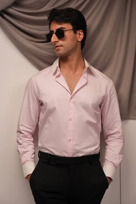 payal and rishab Lucien Plain Italian Cotton Shirt 