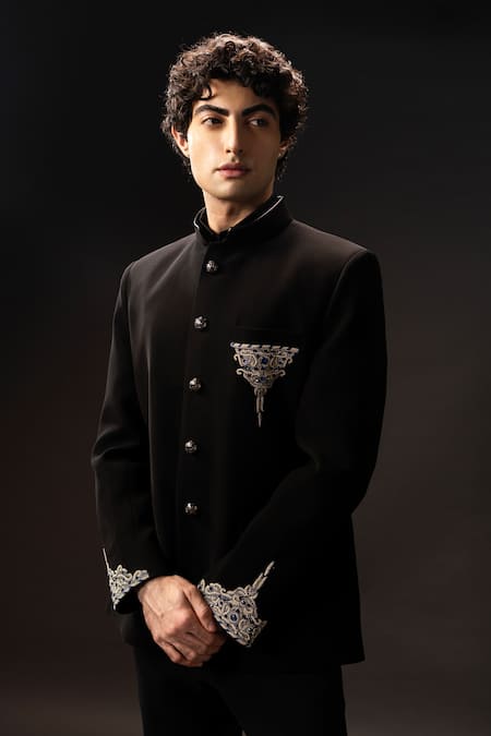 payal and rishab Regalia Dabka Work Bandhgala Set 