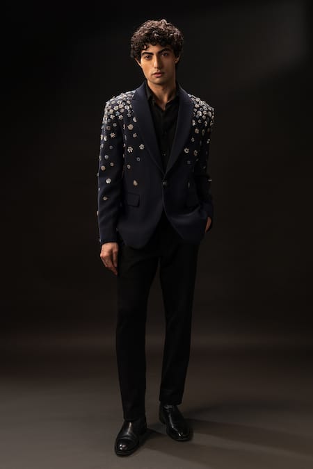 payal and rishab Metal Bloom Embroidered Tuxedo Set 