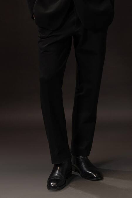 payal and rishab_Black Crepe, Wool Monarch Blazer Pant Set _Online_at_Aza_Fashions