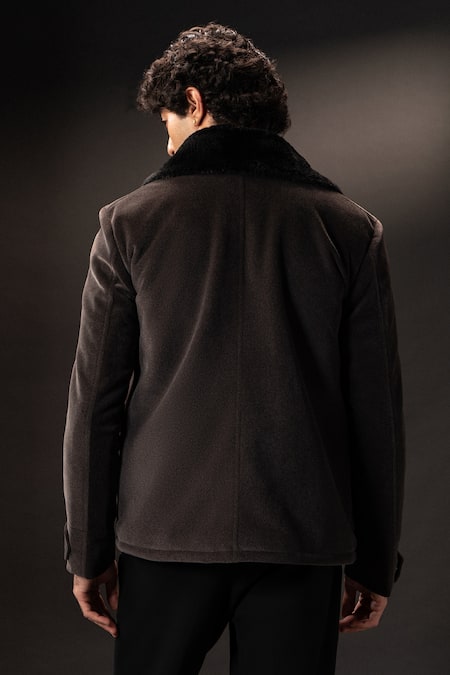 payal and rishab Aviator Zipper Crepe Wool Jacket 