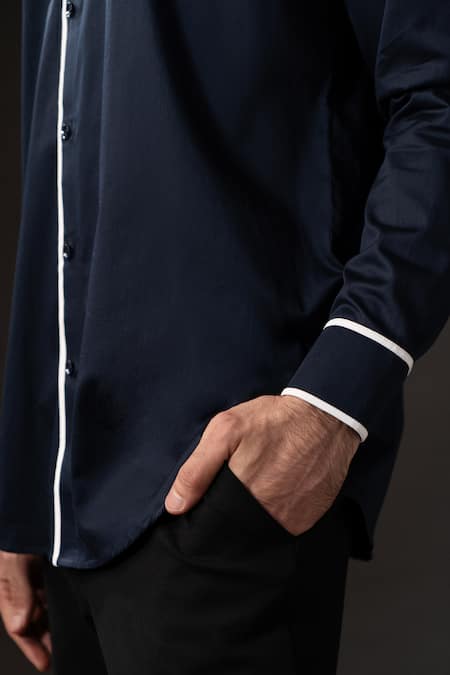 payal and rishab_White Cotton Polo Line Shirt _Online_at_Aza_Fashions