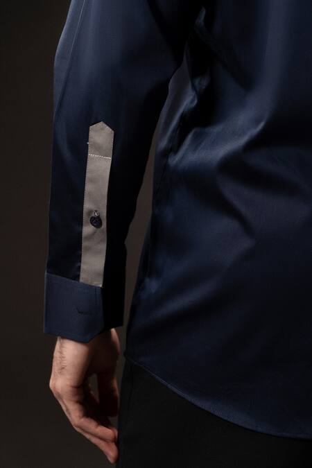 Buy_payal and rishab_Silver Cotton Midnight Stride Shirt _Online_at_Aza_Fashions