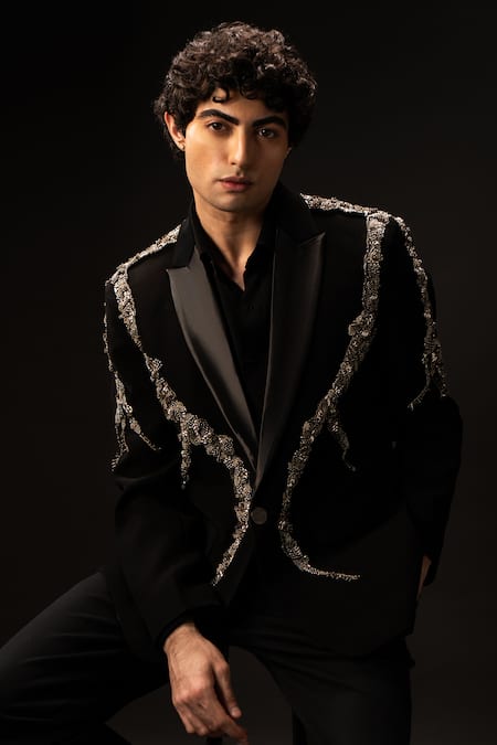 payal and rishab Forged Monarch Embroidered Tuxedo Set 