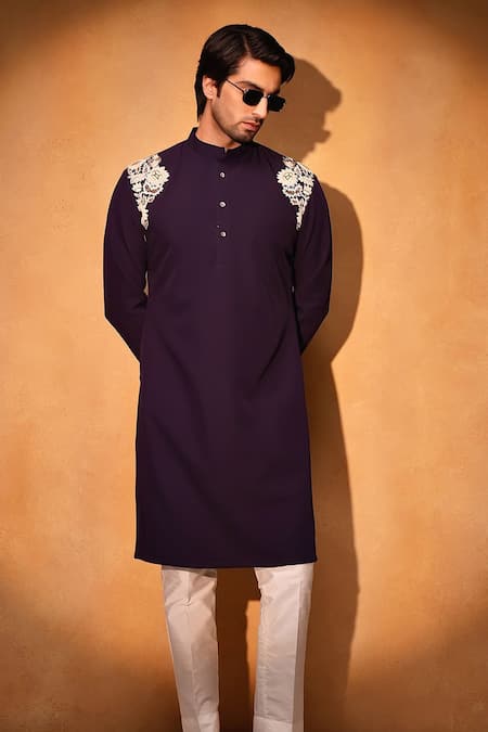payal and rishab Mulbery Haze Crepe Wool Kurta & Pant Set 