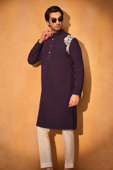 payal and rishab Mulbery Haze Crepe Wool Kurta & Pant Set 