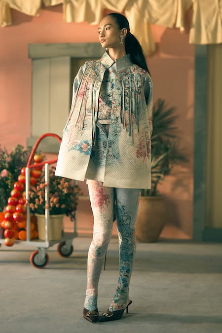 Pankaj & Nidhi Porto Fresco Heritage Printed Jacket With Dress 
