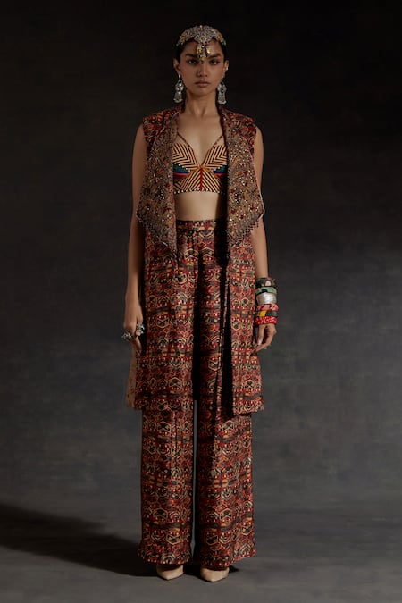 Aseem Kapoor Embroidered Mushroom Twill Jacket 