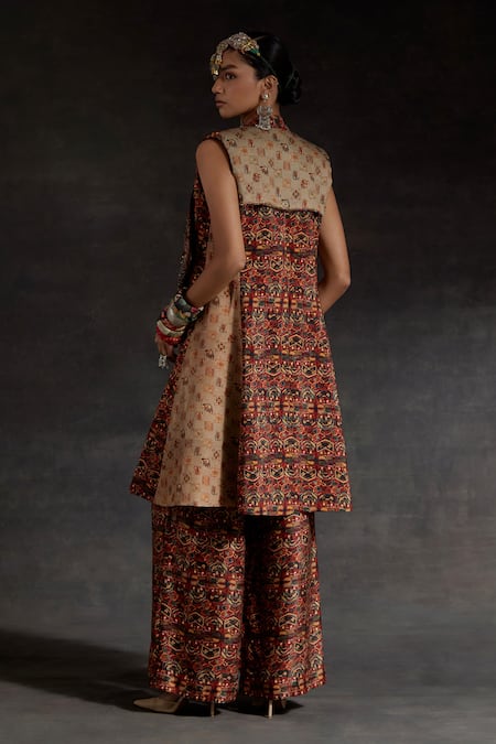Aseem Kapoor Embroidered Mushroom Twill Jacket 