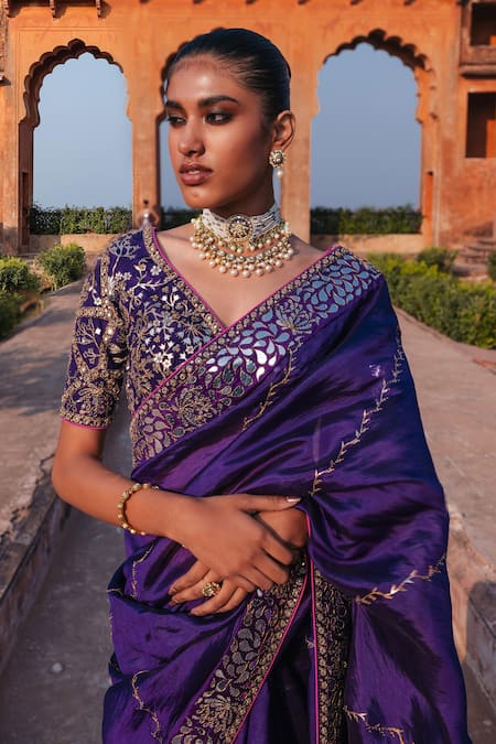 Punit Balana Saree With Chandi Tilla Embroidered Blouse