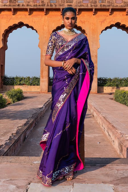 Punit Balana Saree With Chandi Tilla Embroidered Blouse