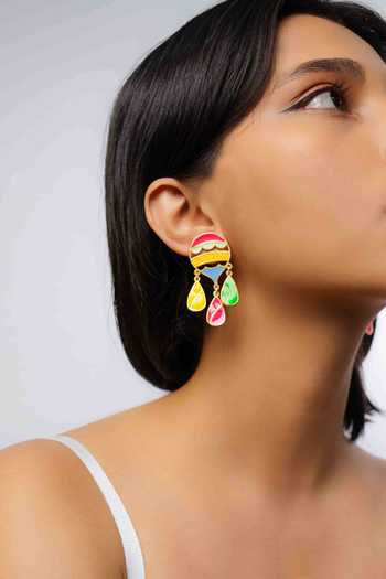 Bauble Bazaar_Pink Solea Orb Drop Earrings _Online_at_Aza_Fashions