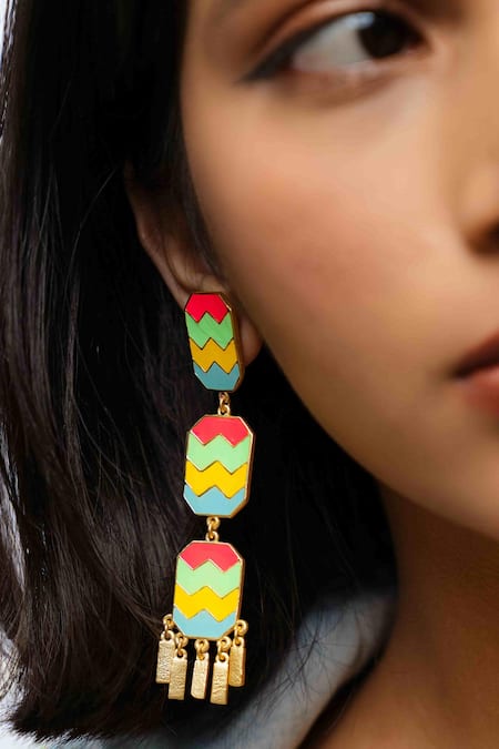 Bauble Bazaar_Blue Coral Reef Wave Dangler Earrings _Online_at_Aza_Fashions