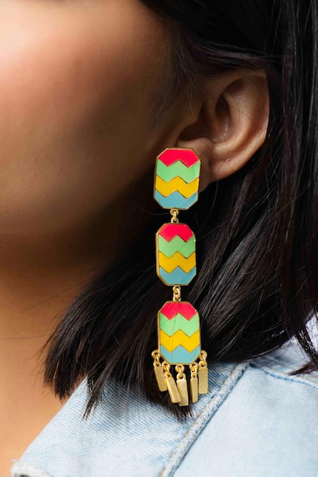 Buy_Bauble Bazaar_Blue Coral Reef Wave Dangler Earrings _Online_at_Aza_Fashions