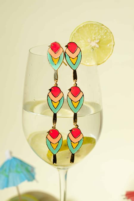 Bauble Bazaar Coral Chirping Dangler Earrings 