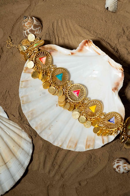 Bauble Bazaar_Multi Color Chains Lustre Bloom Choker Necklace _Online_at_Aza_Fashions