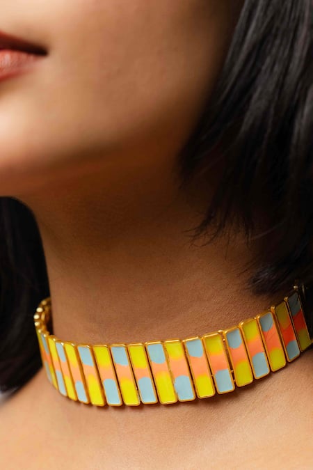 Bauble Bazaar_Multi Color Oriana Light Collar Necklace _Online_at_Aza_Fashions