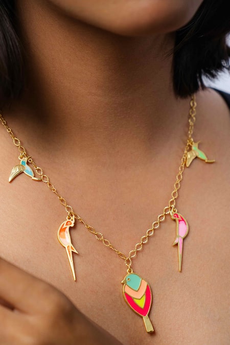 Bauble Bazaar Selene Glimmer Bird Charm Chain Necklace 