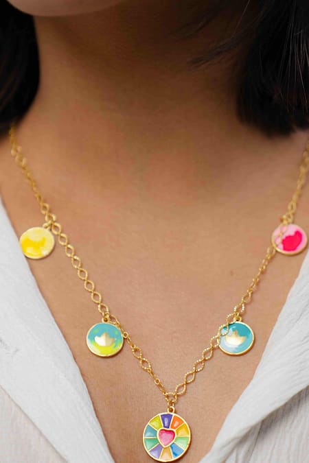 Bauble Bazaar_Multi Color Celeste Dream Pendant And Charms Necklace _Online_at_Aza_Fashions