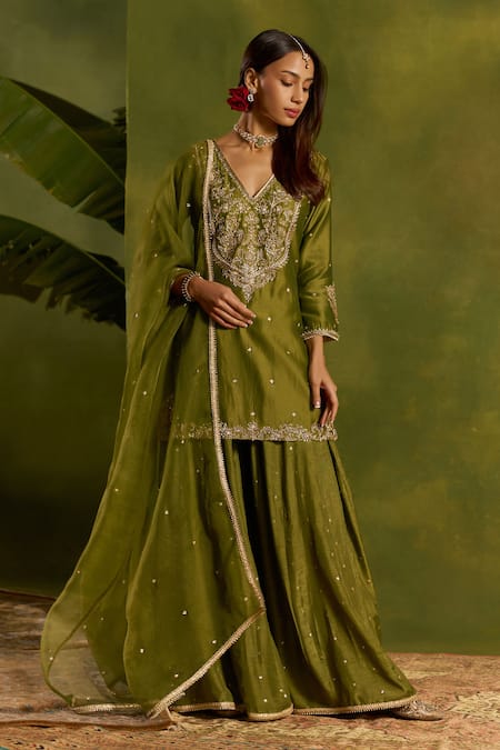 Kritika Dawar Gulnaar Hand Embroidered Short Kurta Sharara Set 
