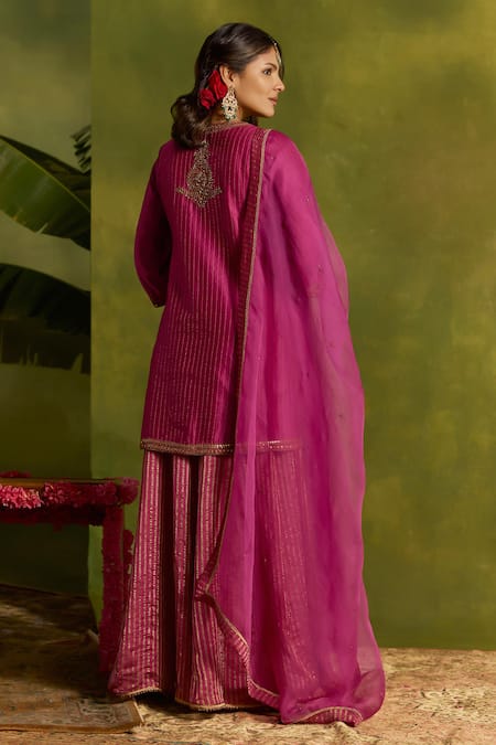 Kritika Dawar Nooraya Stripe Embroidered Kurta Sharara Set 