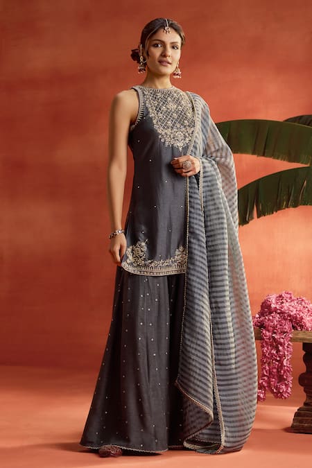 Kritika Dawar Shahira Hand Embroidered Kurta Sharara Set 