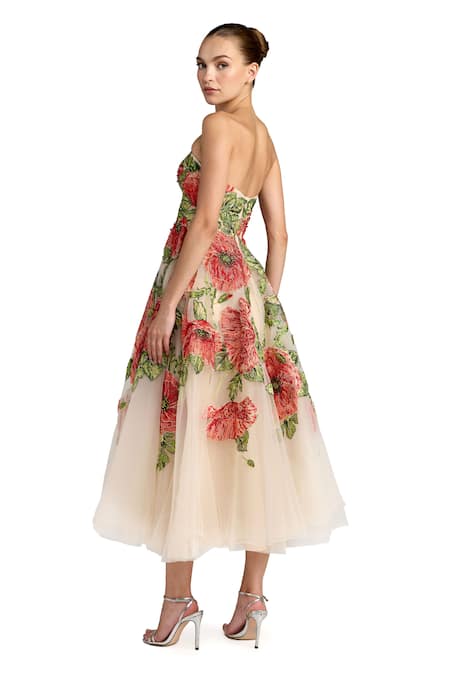 Mac Duggal Floral Embellished Midi Dress 