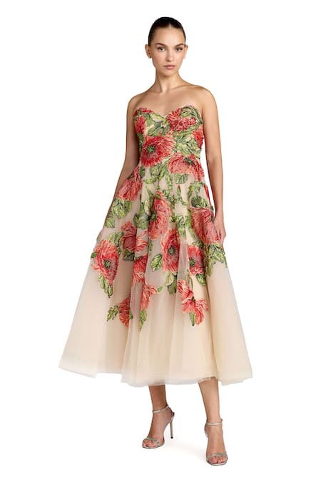 Mac Duggal Floral Embellished Midi Dress 