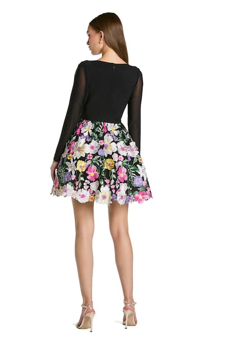 Mac Duggal Floral Embroidered Short Dress 