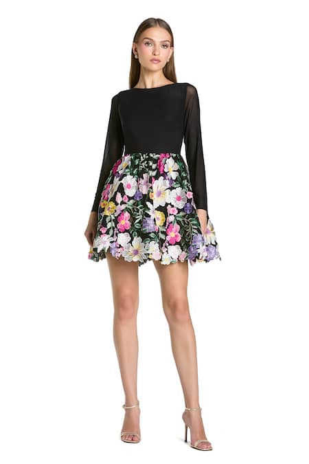 Mac Duggal Floral Embroidered Short Dress 