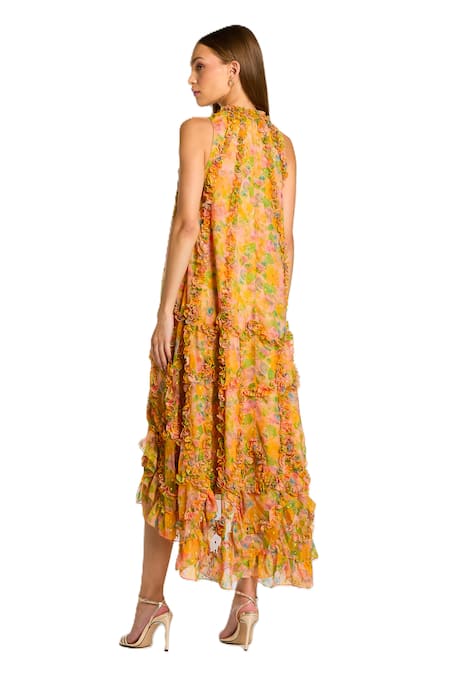 Mac Duggal Floral Printed Chiffon Dress 