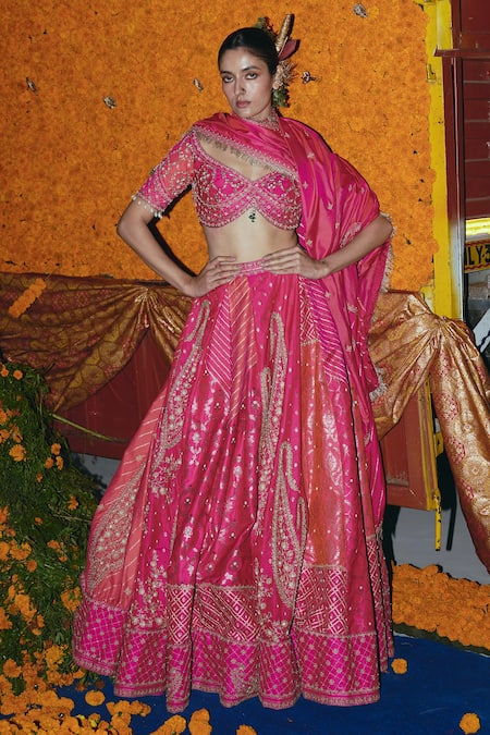 Aditi Gupta Embroidered Banarasi Lehenga Set 