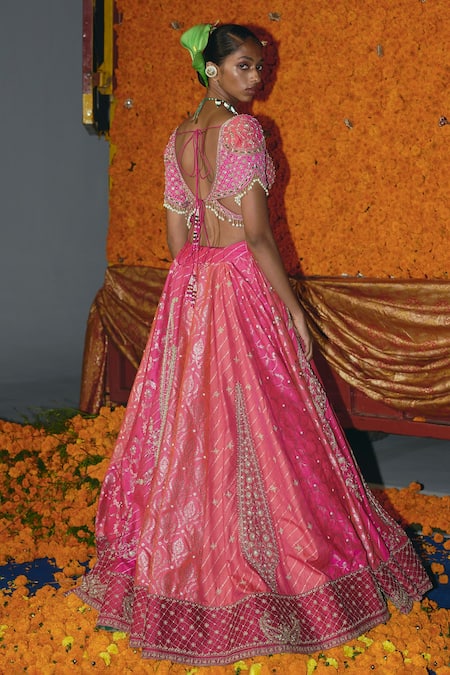 Aditi Gupta Panelled Silk Banarasi Lehenga Set 