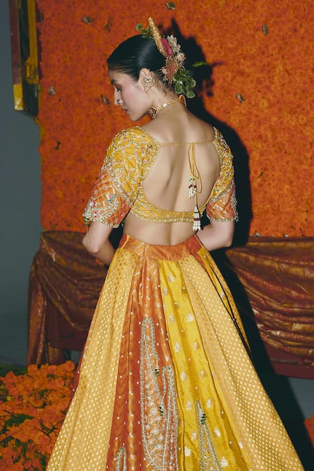 Aditi Gupta Floral Pattern Silk Banarasi Lehenga Set 