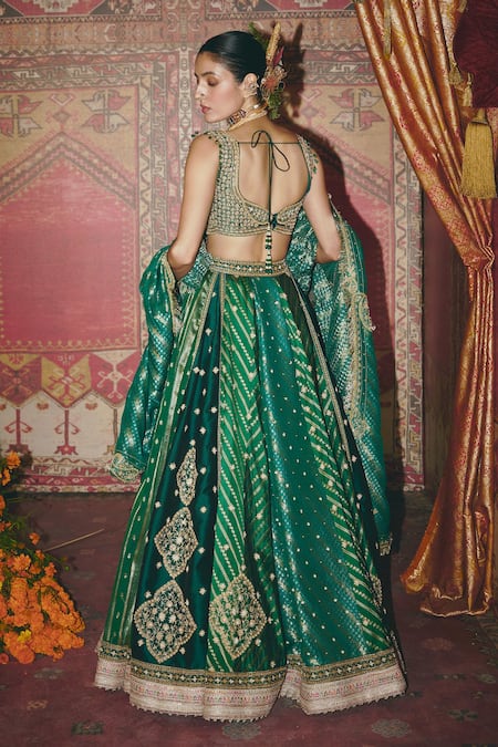 Aditi Gupta Floral Geometric Butti Embroidered Lehenga Set 