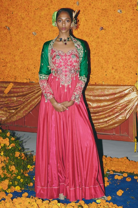 Aditi Gupta Embroidered Soft Silk Anarkali With Dupatta 