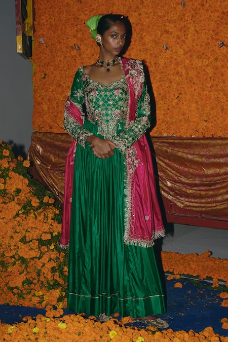 Aditi Gupta Soft Silk Embroidered Anarkali With Dupatta 