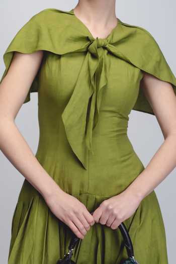 Shop_Leh Studios_Green Linen Jill Dress _Online_at_Aza_Fashions