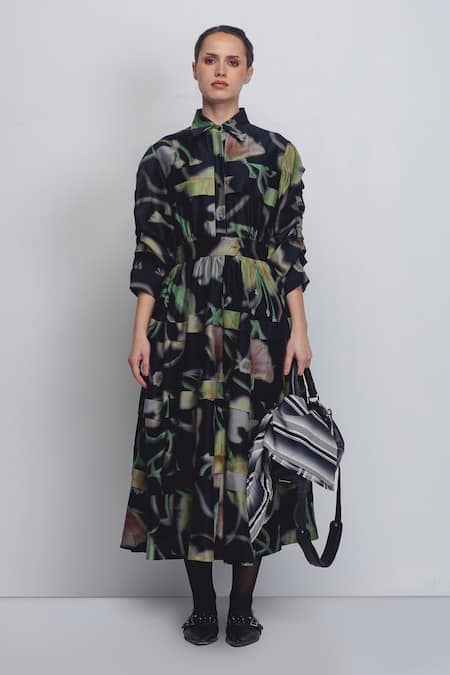 Leh Studios Paron Print Pleated Dress 