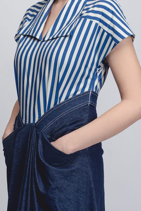 Shop Leh Studios Multi Color Cotton V-neck Roma Placement Printed Dress Online at Aza Fashions Shop_Leh Studios_Multi Color Cotton V-neck Roma Placement Printed Dress _Online_at_Aza_Fashions